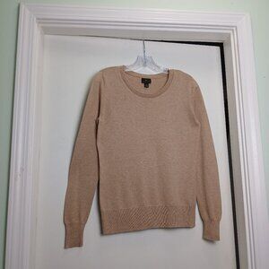 `Beige Long Sleeve Pullover with Dainty Pattern around Crewneck SzS